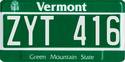 VT license plate ZYT416