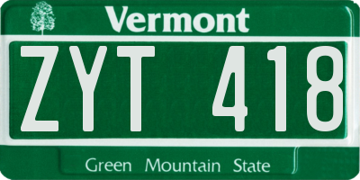 VT license plate ZYT418