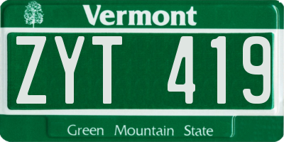 VT license plate ZYT419