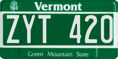 VT license plate ZYT420