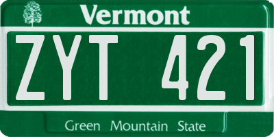 VT license plate ZYT421