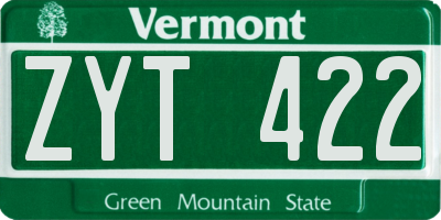 VT license plate ZYT422