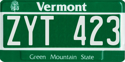VT license plate ZYT423