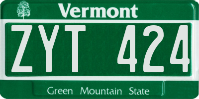VT license plate ZYT424
