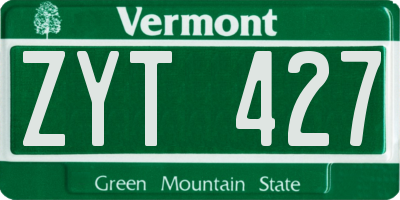 VT license plate ZYT427