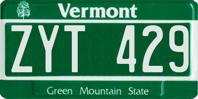 VT license plate ZYT429