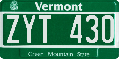 VT license plate ZYT430