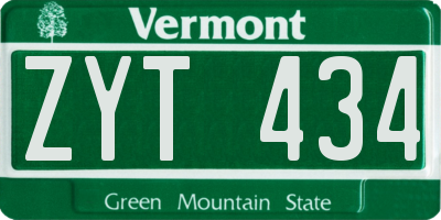 VT license plate ZYT434