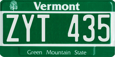 VT license plate ZYT435