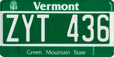 VT license plate ZYT436