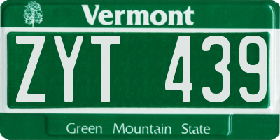 VT license plate ZYT439