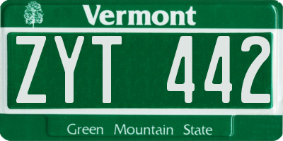 VT license plate ZYT442