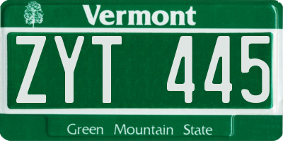 VT license plate ZYT445