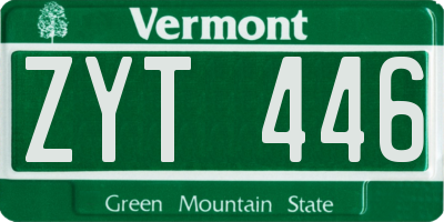 VT license plate ZYT446