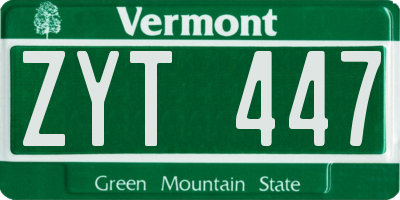 VT license plate ZYT447