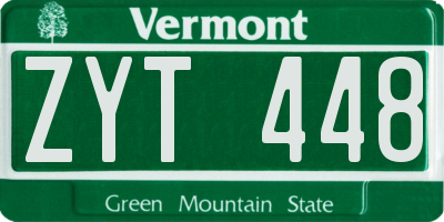 VT license plate ZYT448
