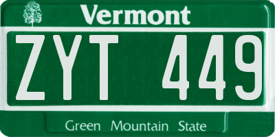VT license plate ZYT449