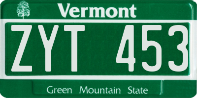VT license plate ZYT453