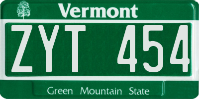 VT license plate ZYT454
