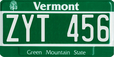 VT license plate ZYT456