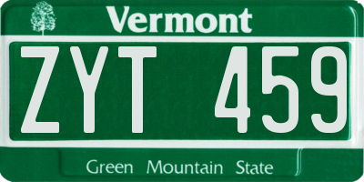 VT license plate ZYT459