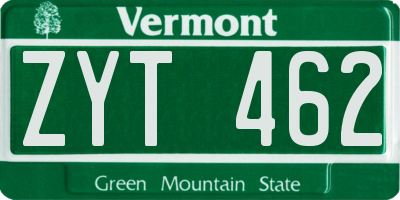 VT license plate ZYT462