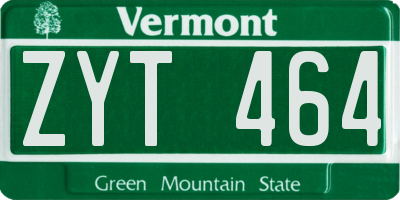 VT license plate ZYT464