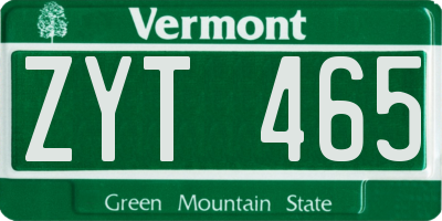 VT license plate ZYT465