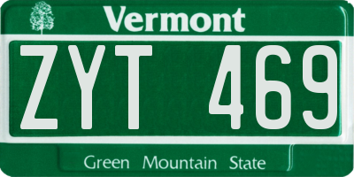 VT license plate ZYT469