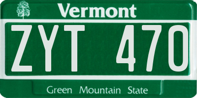 VT license plate ZYT470