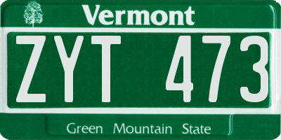 VT license plate ZYT473