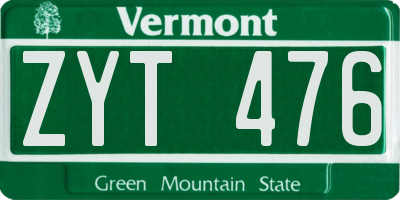 VT license plate ZYT476