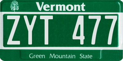 VT license plate ZYT477
