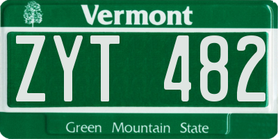 VT license plate ZYT482