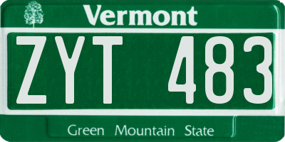 VT license plate ZYT483