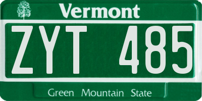 VT license plate ZYT485