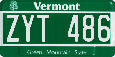VT license plate ZYT486