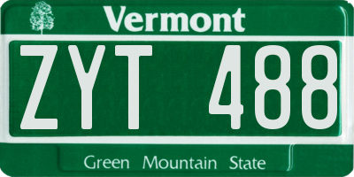 VT license plate ZYT488