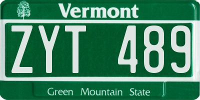VT license plate ZYT489