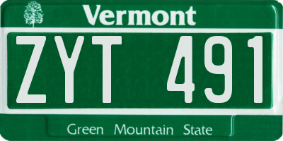 VT license plate ZYT491
