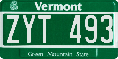 VT license plate ZYT493