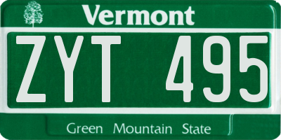 VT license plate ZYT495