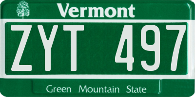 VT license plate ZYT497