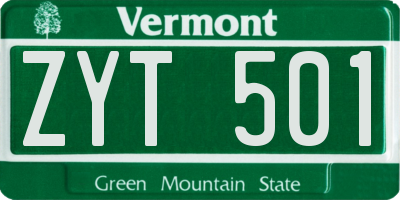 VT license plate ZYT501