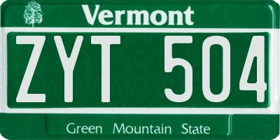 VT license plate ZYT504