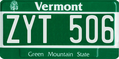 VT license plate ZYT506