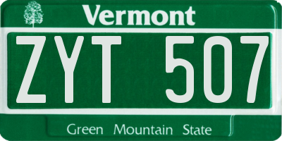 VT license plate ZYT507