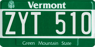 VT license plate ZYT510