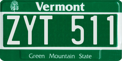 VT license plate ZYT511