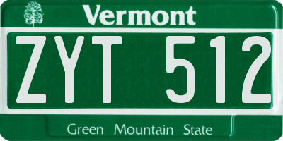 VT license plate ZYT512